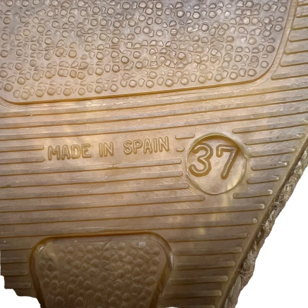 GAIMO Rope Wedge Espadrilles Silver Glitter Leather Ankle Strap Size 6.5 Spain